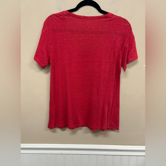 Eileen Fisher Womens Medium Red Short Sleeve Linen T Shirt - Picture 2 of 6